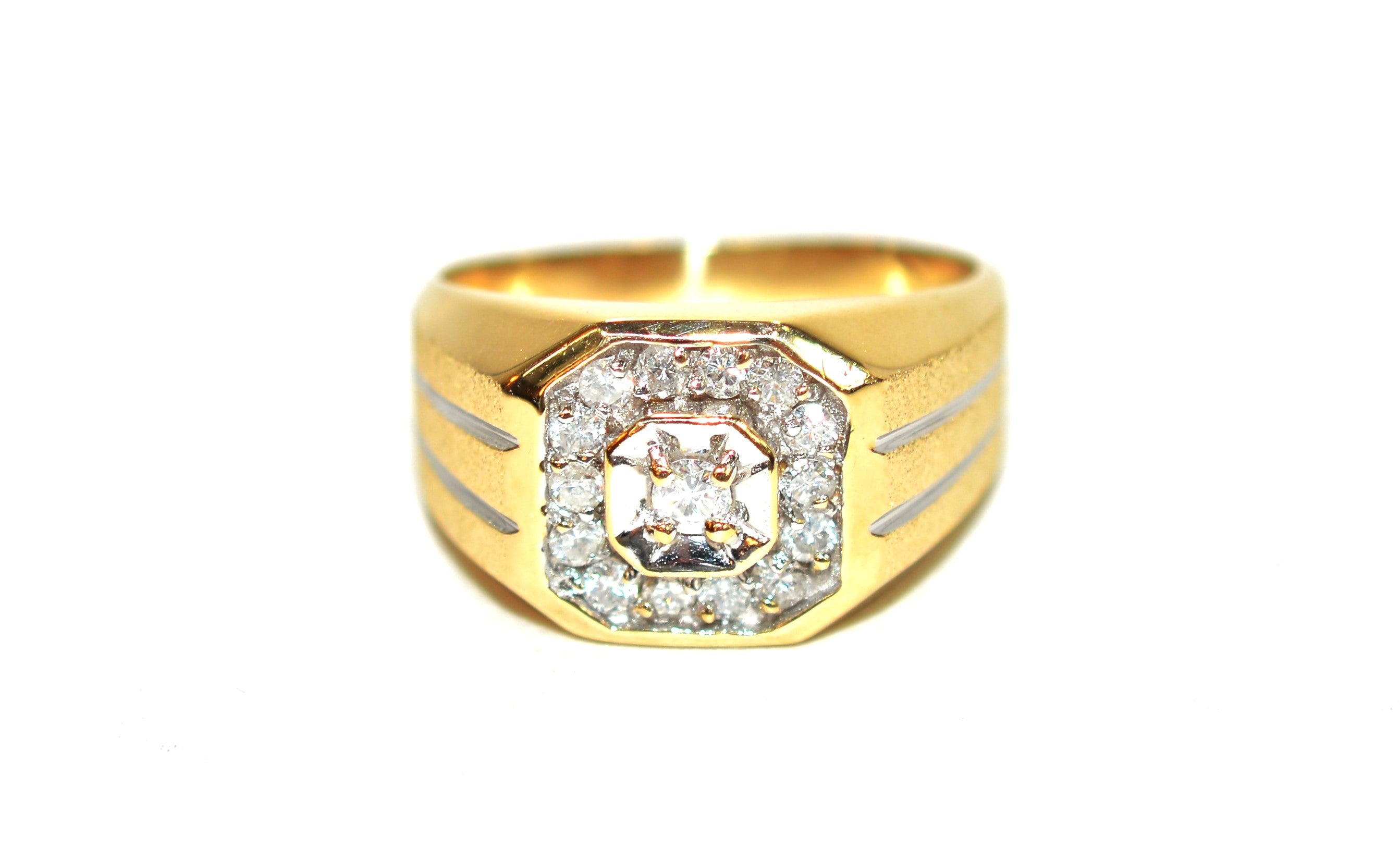Natural Diamond Solitaire Mens Ring 14K Yellow Gold 0.55 Carat HandMade